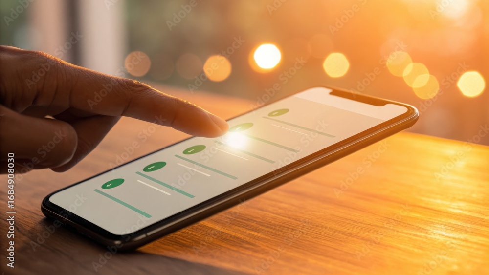Poster user interaction with mobile application slider for fund allocation