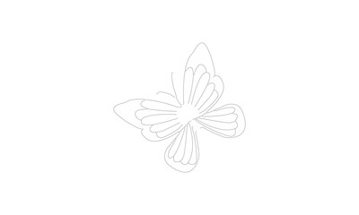 Elegant Line Drawing of Butterfly in Minimalist Outline Style