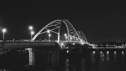 puente, noche, ciudad, arkansas, agua, luces, bridge, night, city, arkansas, water, lights