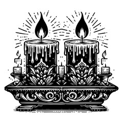 Elegant burning candles casting a warm glow, perfect for holiday decor and spiritual themes