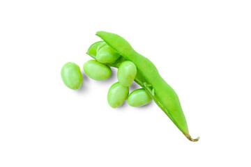 green peas isolated on white, Fresh green pea with seeds isolated on white background top view flat...