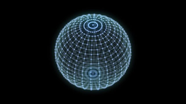 Futuristic blue sphere of particles and lines. Network connection big data. Abstract technology background. 3d rendering.