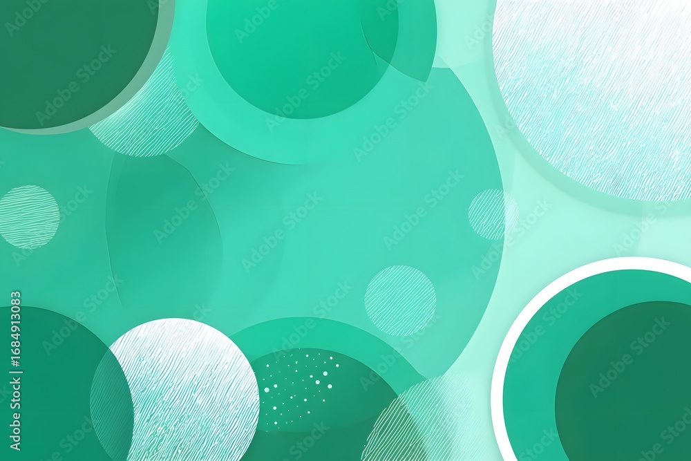 Poster a flat background with simple geometric shapes in shades of green, creating an elegant and modern de