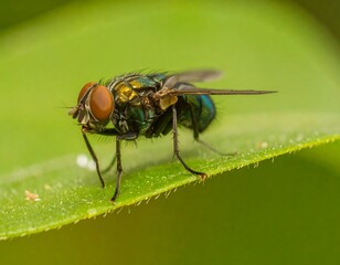 Close-up of a fly on a leaf