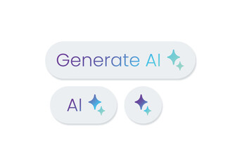 Generative AI button with sparkling stars. Artificial intelligence concept vector for technology, creative tools, and digital innovation