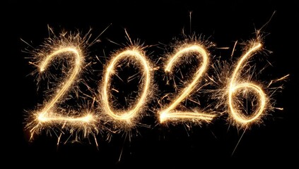 Sparkling numerals "2026" on black background