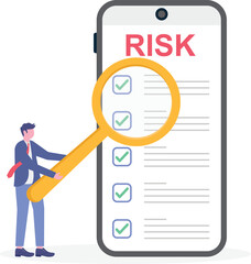 Market analysis, stock trading, risk management concept with character

