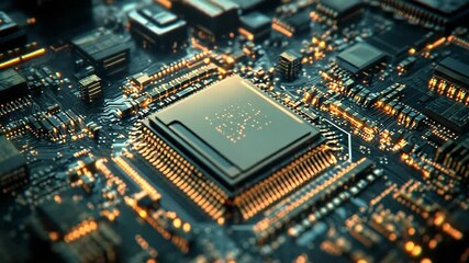Cpu performing complex calculations on motherboard with integrated circuits - Powered by Adobe