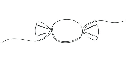 Continuous one line drawing of Candy icon. Single line vector illustration