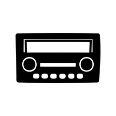 Obraz premium Vintage car radio silhouette with buttons and display screen vector illustration