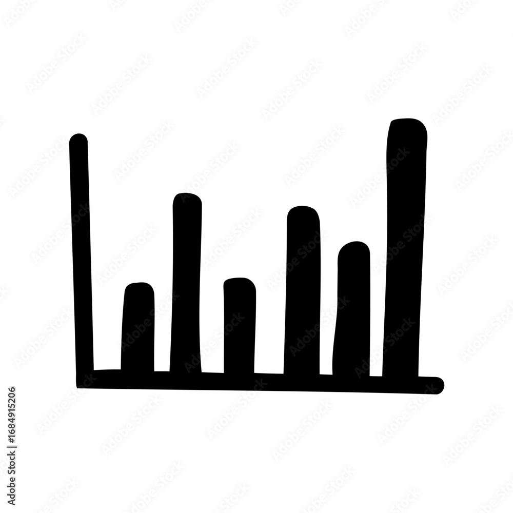 Poster hand drawn style illustration of a bar chart showing data variations