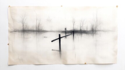 Whimsical Doodle of Beaver Dam in Forest