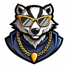 colorful illustration of a badger head mascot logo