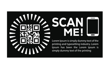 Scan QR code icon. Digital scanning qr code. QR code scan for smartphone. Scan Here text on top of the qr code