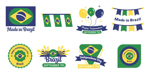 Brazil Independence Day icons collection.Flags and national symbols vector illustration
