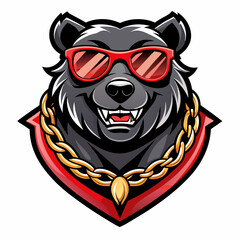 colorful illustration of a black bear head mascot logo