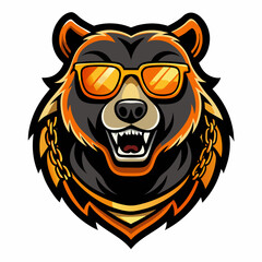 colorful illustration of a black bear head mascot logo