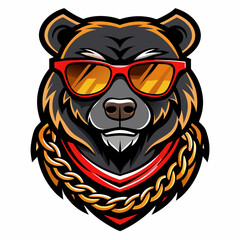 colorful illustration of a black bear head mascot logo