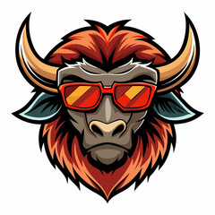 Fototapeta premium colorful illustration of a buffalo head mascot logo