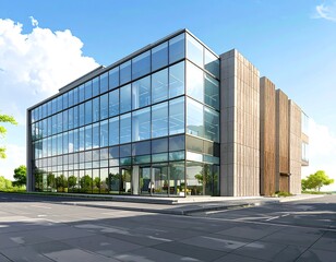 Fototapeta premium Modern Office Building Exterior Rendering (1)