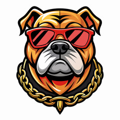 colorful illustration of a bulldog head mascot logo