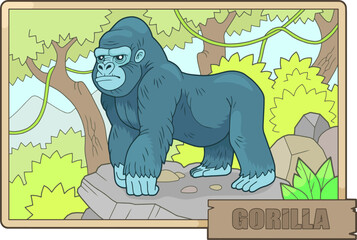 African gorilla monkey, design illustration