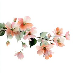 Naklejka premium Delicate pink cherry blossoms on a white background