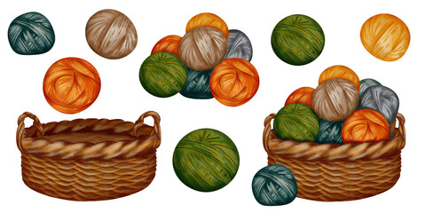 Basket with Yarn – cozy watercolor clipart
Hand-painted watercolor clipart of yarn balls in a basket, ideal for DIY, knitting themes and autumn creative compositions.