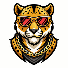 colorful illustration of a cheetah head mascot logo