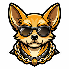 colorful illustration of a chihuahua head mascot logo