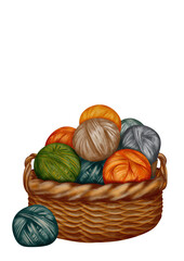 Basket with Yarn &ndash; cozy watercolor clipart
Hand-painted watercolor clipart of yarn balls in a basket, ideal for DIY, knitting themes and autumn creative compositions