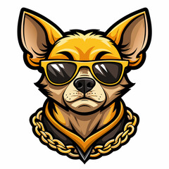 colorful illustration of a chihuahua head mascot logo