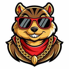 colorful illustration of a chipmunk head mascot logo