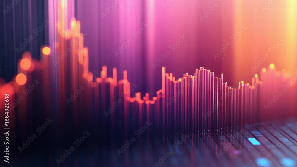 Poster growing bar chart showing increasing profits in business analytics visualization