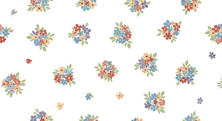 Charming collection of delicate floral arrangements with soft hues on a clean white background providing a gentle and refreshing visual