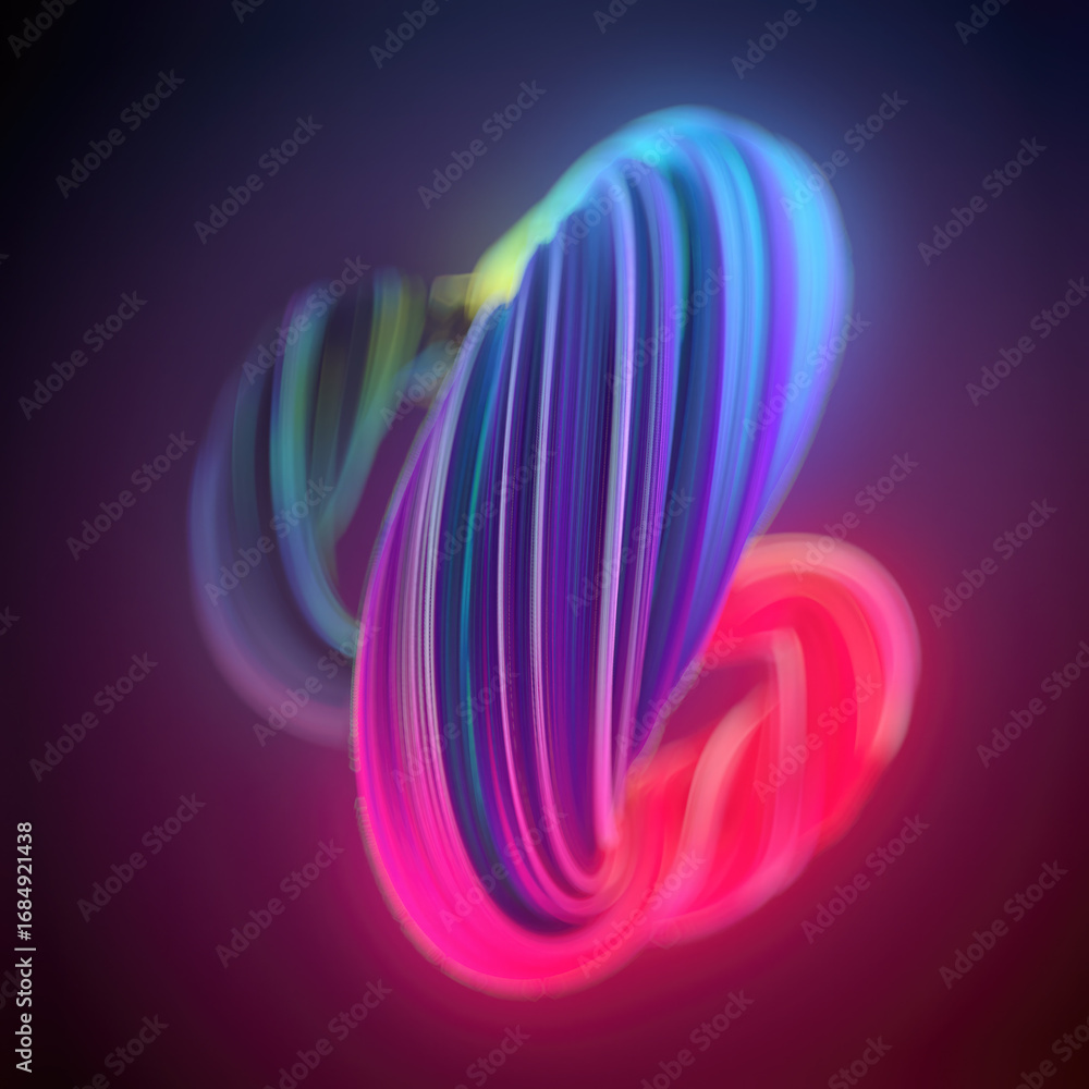 Aufkleber a dynamic abstract composition with smooth three-dimensional ribbons forming a complex geometric str