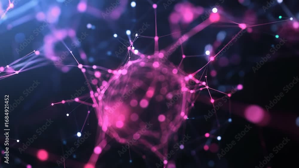 Poster Futuristic glowing plexus sphere connecting data points in cyberspace