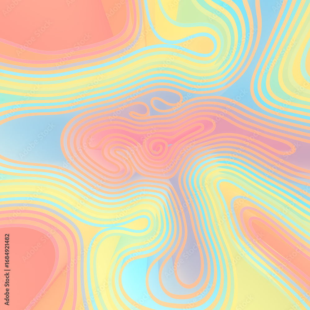 Fototapete illustration of smooth, wavy layers that gently merge. pastel colors combine into an abstract patter