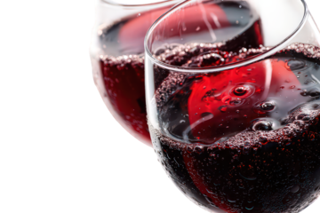 Two Glasses of Sparkling Red Wine on Transparent Background