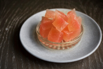 crystal rock agar agar - gelatin - jelly dessert, crispy sugar texture, asian japanese dessert