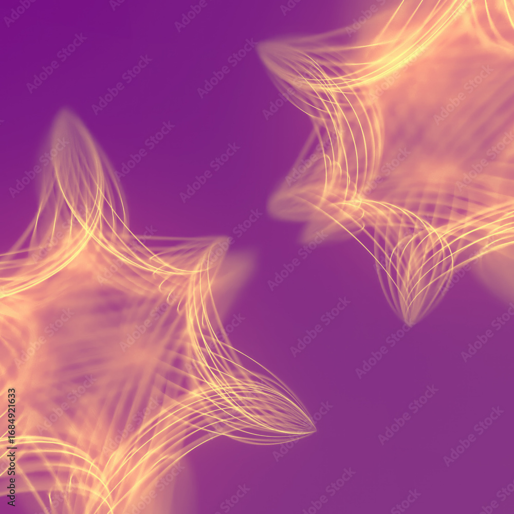 Aufkleber digital abstraction with elements of thin yellow light lines on a purple background. the intricate p