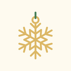Golden snowflake ornament holiday decoration flat icon