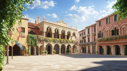 Obraz premium Italian Piazza: A Sun-Drenched Architectural Gem
