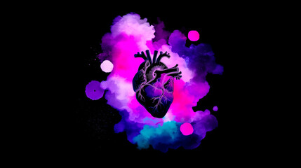 Obraz premium Vibrant heart surrounded by fading shadows, representing medical progress and emerging risks.