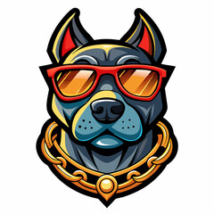 colorful illustration of a dog head mascot logo