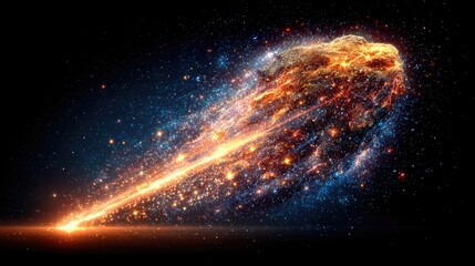 Fiery space rock hurtling through cosmos
