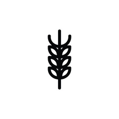 Simple black outline of a wheat stalk with leaves and grain on a white background