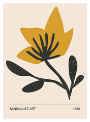 Botanical mid century contemporary collage minimalist wall art poster 