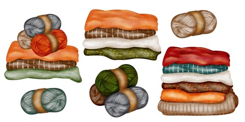 Basket with Yarn, pillows, blankets, yarn balls – cozy watercolor clipart
Hand-painted watercolor clipart of yarn balls in a basket, ideal for DIY, knitting themes and autumn creative compositions.