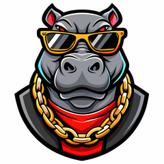 colorful illustration of a hippo head mascot logo